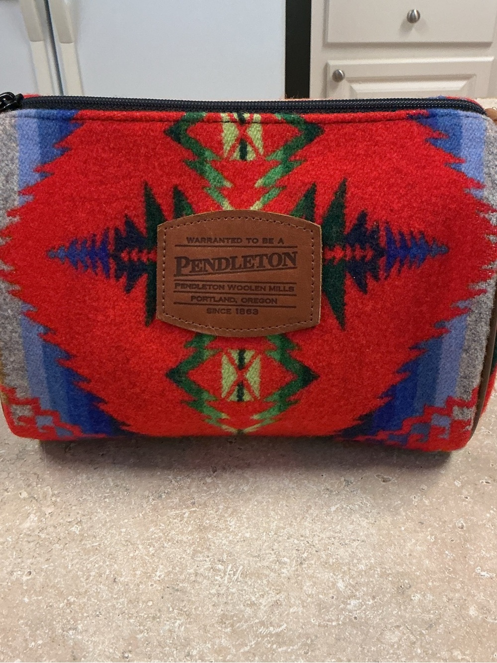 Pendleton Travel Cosmetic Bag 100% Wool Southwestern Aztec Navajo Pouch